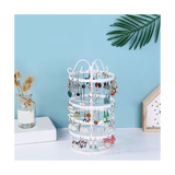 Wrought Iron Four-Story Rotating Jewelry Earring Bracelet Display Rack Pink