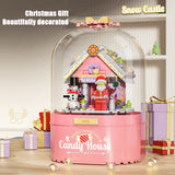 New Music Box Candy House Building Bloc DIY Doll house NewYear Santa Claus Children Gifts Decoration Merry Christmas