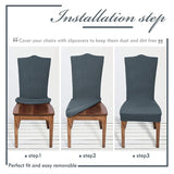 For Dining Room Set Of 4 Dark Grey Stretch Slipcovers Chairs Kitchen Chair Covers