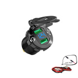 Quick 3.0 Dual USB Charger Socket Waterprooluminum Power Outlet Fast Charge with LED Voltmeter for 12V/24V Car Boat