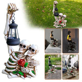Halloween Resin Vintage Statues With Led Light Multi-purpose Skull Skeleton Garden Statue Ornament For Holiday Parties