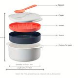 1pc, Microwave Steamer With Lid (24.51cmx16.0cm), 5 In 1 Microwave Steaming Pot, Kitchen Utensils, For Cooking Rice