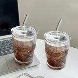 450Ml Transparent Bubble Milk Tea Cup Juice Glass Milk Morning Cup With Lid And Straw
