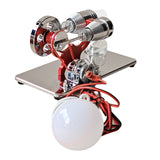Hot Air Stirg Engine Electricity Generator Motor Model LED Bulb Flywheel Design Science Experiment CNC Aluminum Alloy Base