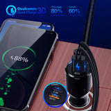 JINSERTA Car MP3 Music Player Bluetooth AUX Car Kit Wireless Handsfree Audio Receiver QC3.0 USB Fast Charger FM Transmitter