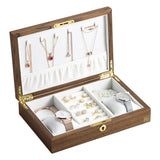 Wooden Flip Organizer Box Jewelry Gift Display Case Watch Earrings Ring Holder Jewellery Storage