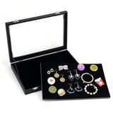 Badge Storage Transparent Dustproof Brooch Box Stand, Jewelry Medal Collection Display Frame, L