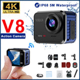 V8 WiFi Action Camera 4K 60FPS Waterproof Shockproof DV Sport Camcorders Drive Recorder Wireless HD Webcam Mini Cam