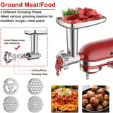 Metal Food Grinder Attachments For KitchenAid Stand Mixers,Meat Grinder, Sausage Stuffer, Burger Press Non-Stick Hamburger
