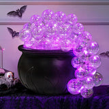 Halloween Light-up Bubble Cauldron with 40 Led Balls DIY Realistics Witches Bowl Kettles Holiday For Home Party Decor