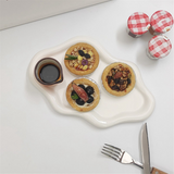 Ceramic Tray Dish for Ring Key Trinket Cloud Shape Jewelry Plate Holder Bedroom Decor Aesthetic Gift A