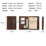 A5 Leather Office Document Holder Detachable Buckle 6 Ring Loose-leaf Notebook Cover Business Stationery
