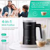 1pc, Electric Milk Frother, Household Fully Automatic 4-in-1 Function Frother, Hot And Cold Stirring Coffee Latte Art Milk Frother