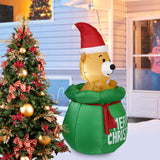Christmas 1.5M Iatable LED Light Decorations Halloween Air Blown Bear With Gift Bag Outdoor Home Decor Supplies