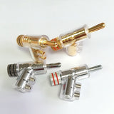 Self-Locking Banana Plug Hi-End Copper Speaker Terminal Connector Y-Shaped Adapter Rhodium Plated 1Pair