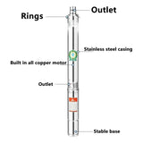 220V 1.5KW Large w Household Stainless Steel Deep All Copper Motor High Lift Clean Water Pump For Well Agricultural