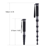 Andoer C-555 155cm/5.1ft Camera Monopod Carbon Fiber Max. Load 10kg/22Lbs for Nikon Canon Sony A7 Pentax Camcorder