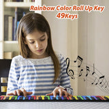 49 Key Roll Up Portable and Foldable Digital Piano Keyboard Rechargeable Battery Gift for Kids with 47 Timbres