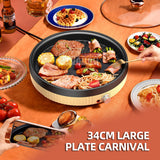 34cm Household Electric Hot Pot - Multifunction Non-stick Barbecue for BBQ and Pizza