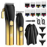 RESUXI 002 Professional Cordless Rechargeable Clipper Set Low Noise Clippers and Detail Hair Trimmer for Men Barber