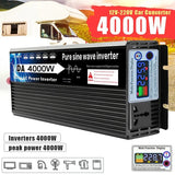 3000W 4000W 5000W Pure Sine Inverter DC 12V To AC 220V For Home/Outdoor/RV/Camping Wave Power Inverters with LED