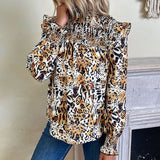 Fashion Women's Wear Leopard-print Long-sleeved Shirt