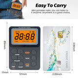 Portable Radio AM/FM Pocket Radio TF Card MP3 Player Rechargeable Battery LED Display 3.5mm Earphone Auto Save Station