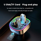 Bluetooth 5.0 Car MP3 Player Wireless Handsfree Car Kit EQ Key FM Transmitter Colorful Atmosphere Light 4.8A USB Fast Charger