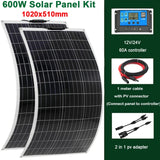 600W/300W Solar Panel Kit - 18V PET Flexible Solar Cell Power Battery Charger for Outdoor Camping, Motorhome, Car, RV, Boat, Yacht.