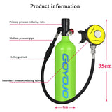 Scuba Diving Oxygen Tank 1L Cyder Underwater Breather for with Breathing Vae B Set