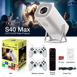 S40 MAX Portable 3D game Projector Android 11 with Two Handle RK3326 1080p BT5.4 Supported 4K Smart Home Theater