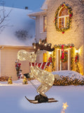 Ski Lawn Decorations 3d Glowing Reindeer Ornaments with Led Lights for Christmas Decoration