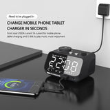 Music Bluetooth Speaker Snooze Digital FM Radio Table Alarm 1A+2A Clock USB Charger TF Player for iPhone Android