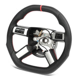 Perforated Leather Steering Wheel Luxurious Style Flat Bottom Steering Wheel Stylish Hand Finished Stitching for Modification