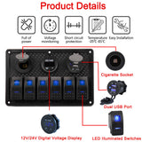 6 Gang Rocker 12V Waterproof RV Led Switch Panel for Car Truck Marine Boat