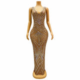 Banquet Style Fashionable Sexy Waist Tight Deep V Evening Party Personalized Dress