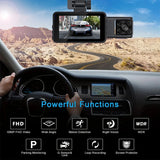 1080P Dash Cam With WiFi 3 Cameras Front Inside Rear 3" Car Video Recording Wide Angle Night Vision G-Sensor 24H Parking Monitor