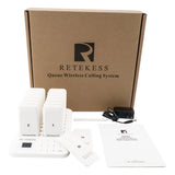 RETEKESS white TD157 wireless dispenser, one to 16 touch queue, equal sign for picking up food