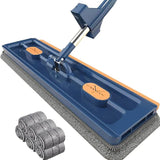 or Cleaning Handsfree Self-Wringing Flat Mop With Squeegee 360° Swivel 42cm Large Head Wet&Dry Use For Wood Tile Marble