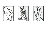 Metal carving, artistic female wall line, hanging on 3PC at home