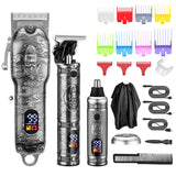 RESUXI JM-2023 Electric Razor Clipper for Bald Men Grooming Kit Cordless Waterproof Nose Hair Beard Trimmer Clippers