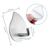 Adhesive Wall Hooks Bathroom Waterproof Stainless Steel Towels Hooks,For Coat Hat Robe,Waterdrop(Sier,6 Packs)