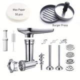 Metal Food Grinder Attachments For KitchenAid Stand Mixers,Meat Grinder, Sausage Stuffer, Burger Press Non-Stick Hamburger