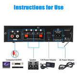 AK35/G919H 1000W Home Car Power Amplifiers 2 Channel Bluetooth Surround Sound FM USB Remote Control Mini HIFI Digital Stereo Amp