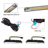 2PCS Sequential wing Car LED Daytime Running + Yellow Turn Signal Light Super White DRL Fog lamp 12V