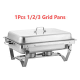 1Pcs 1/2/3 Grid Pans Rectangle Chafing Dish Food-Grade Stainless Steel Catering Buffet Set Food Insulated Meal Plates For Picnic