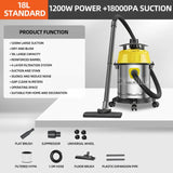 18L Household Wet and Dry Cleaner - Hand-held Strong 1.2KW Large Power Vacuum Cleaning Machine