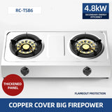 Household Strong Fire Stainless Steel Double Gas Stove - Desktop for Kitchen