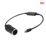 5V 12V Converter Cable Extender USB Type C Chargers To Cigarette Lighter Socket Power Adapter Electronics Car Accessories