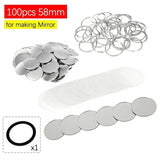 100PCS 58mm Portable Pocket Mini Tinplate Mirrors - DIY Parts for Badge Button Maker. Press Machine Making Supplies